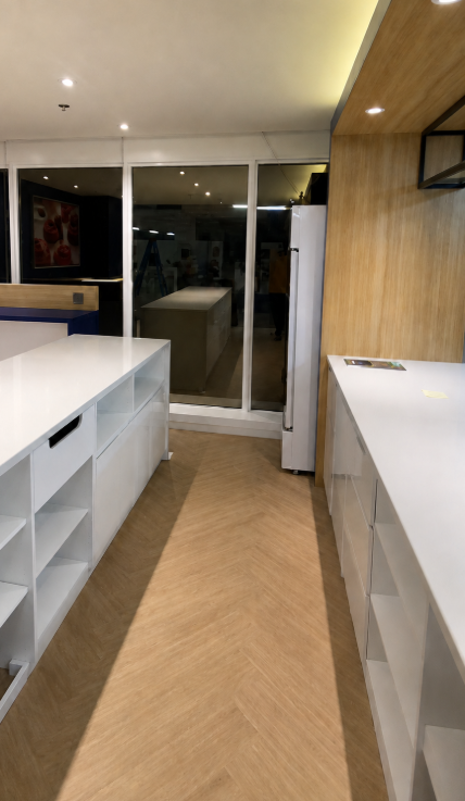 Completed Alaska Milk Makati corporate office fit-out detail by Manila Exhibition